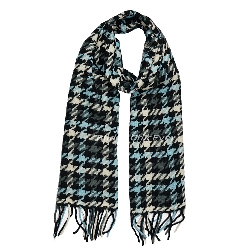 Eleganter Schal aus Wolle, Wollschal, 33cmx175cm, schwarz weiß blau 5192 - zum Schließen ins Bild klicken